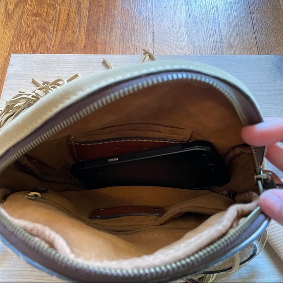 SOLD Patricia Nash Italian Leather Round Fringe Purse - Picture 5 of 13